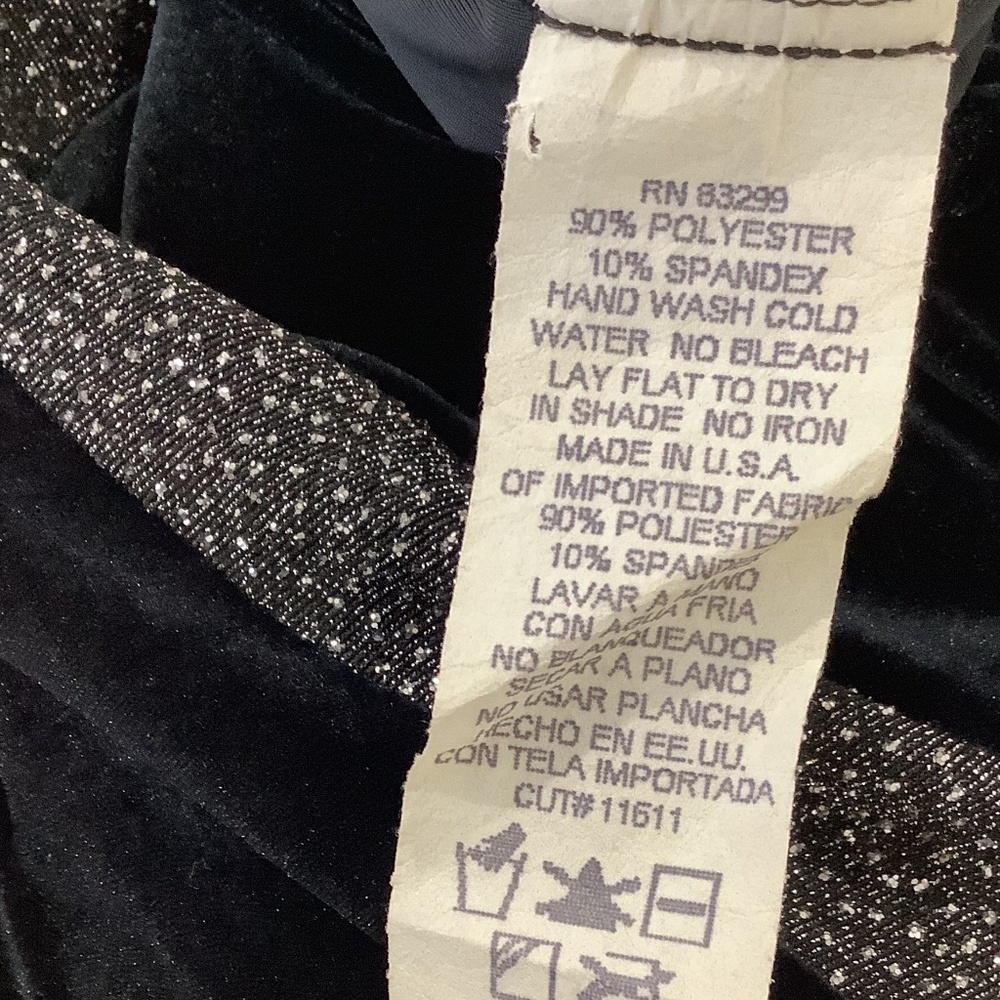 Vintage black stretch velvet silver glitter halter dress, size 3/4 - Picture 7 of 8